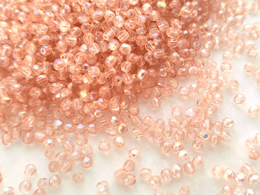 3mm fire-polished beads - salmon iris
