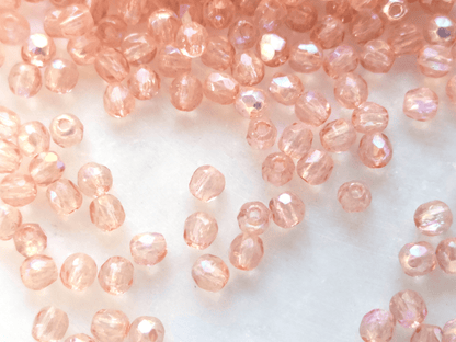 3mm fire-polished beads - salmon iris