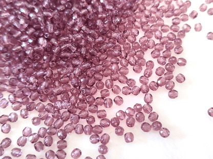 3mm fire-polished beads - dark purple