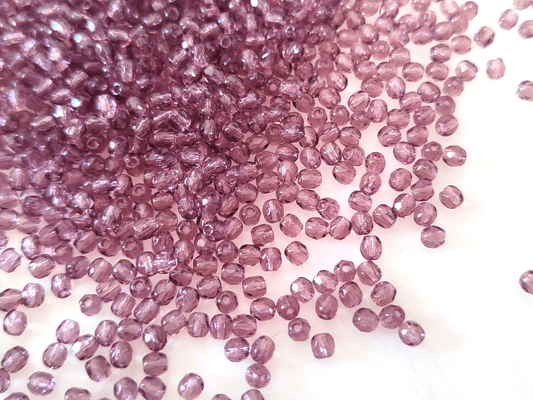 3mm fire-polished beads - dark purple