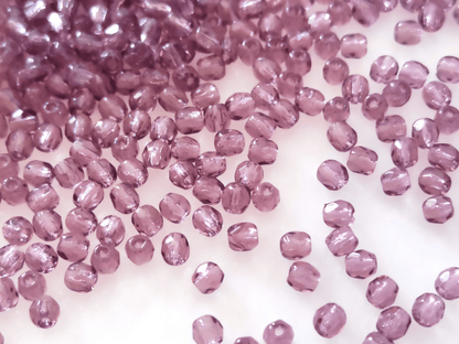 3mm fire-polished beads - dark purple