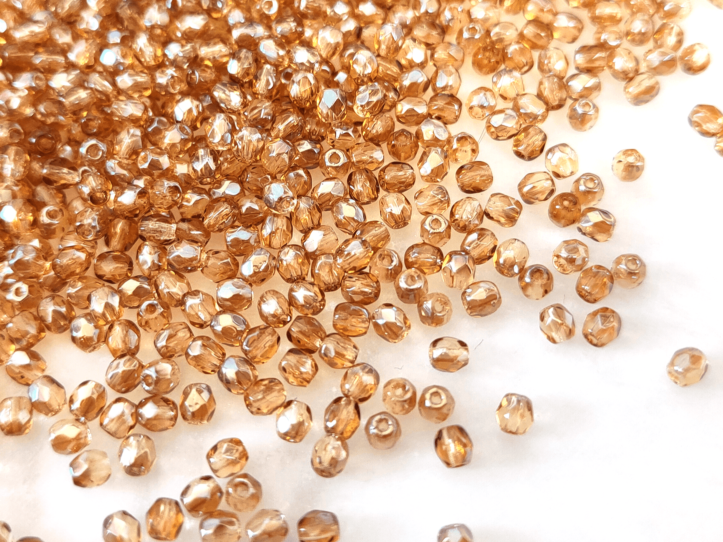 3mm fire-polished beads - warm brown luster