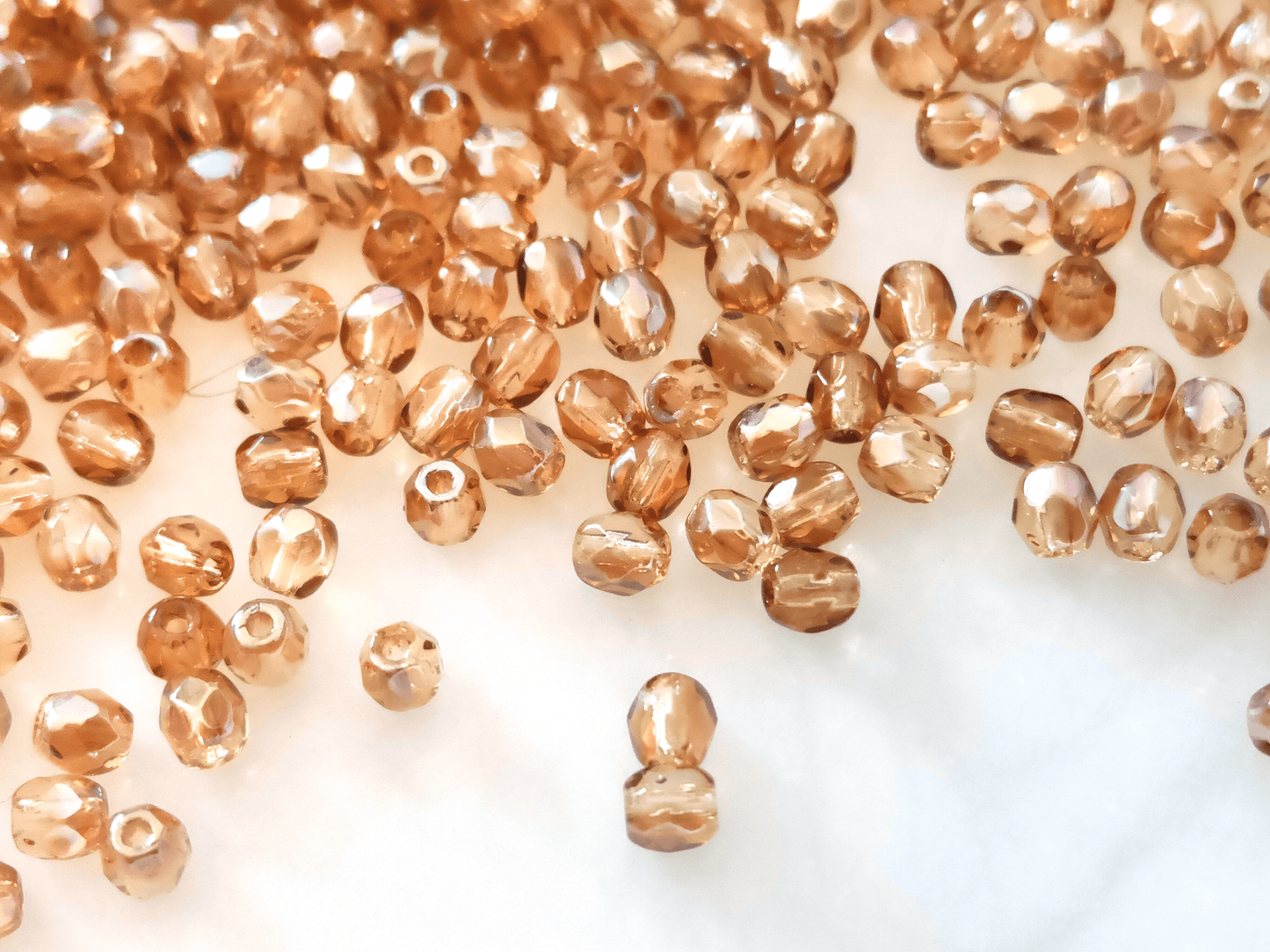 3mm fire-polished beads - warm brown luster