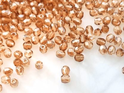 3mm fire-polished beads - warm brown luster