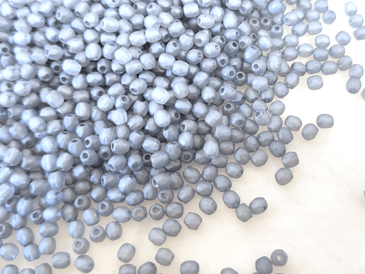 3mm Glasschliffperlen - mattes Graublau