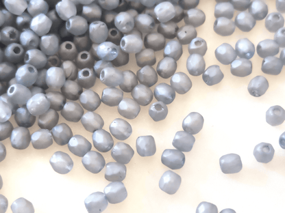 3mm fire-polished beads - matt powder gray