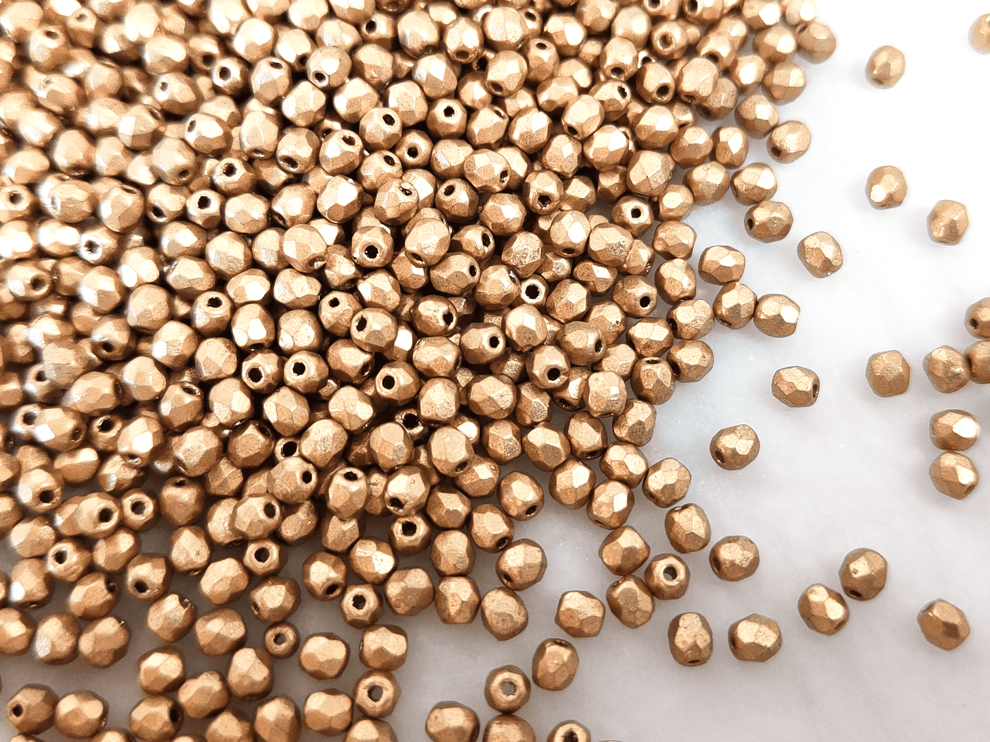 3mm fire-polished beads - matt gold