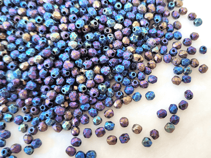 3mm fire-polished beads - matt galaxy