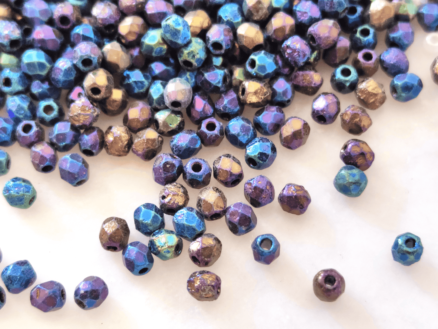 3mm fire-polished beads - matt galaxy