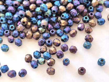 3mm fire-polished beads - matt galaxy