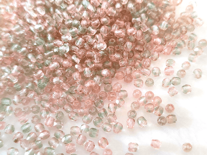 3mm Glasschliffperlen - ombre Pastell Pink & Grün
