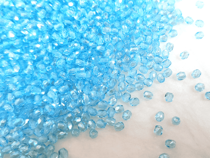 3mm Glasschliffperlen - Himmelblau Iris