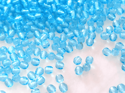 3mm Glasschliffperlen - helles Karibikblau