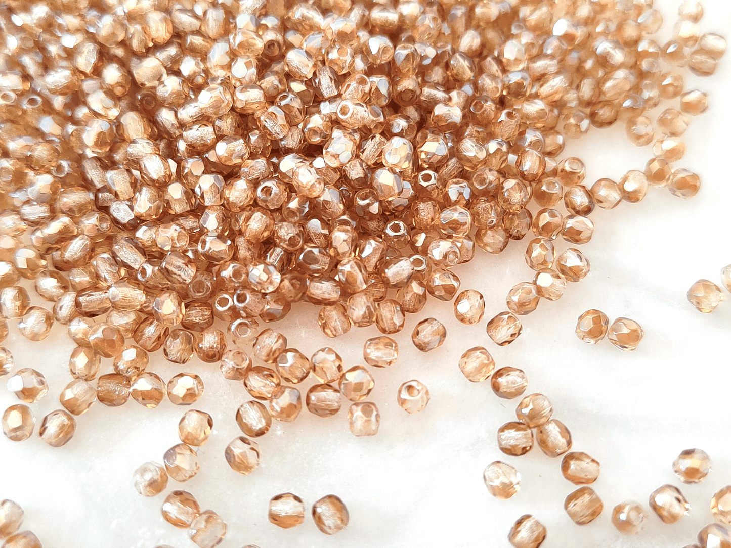 3mm Glasschliffperlen - Farblos & Braun