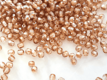3mm Glasschliffperlen - Farblos & Braun