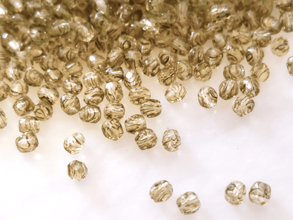 3mm fire-polished beads - olive green & black streaks