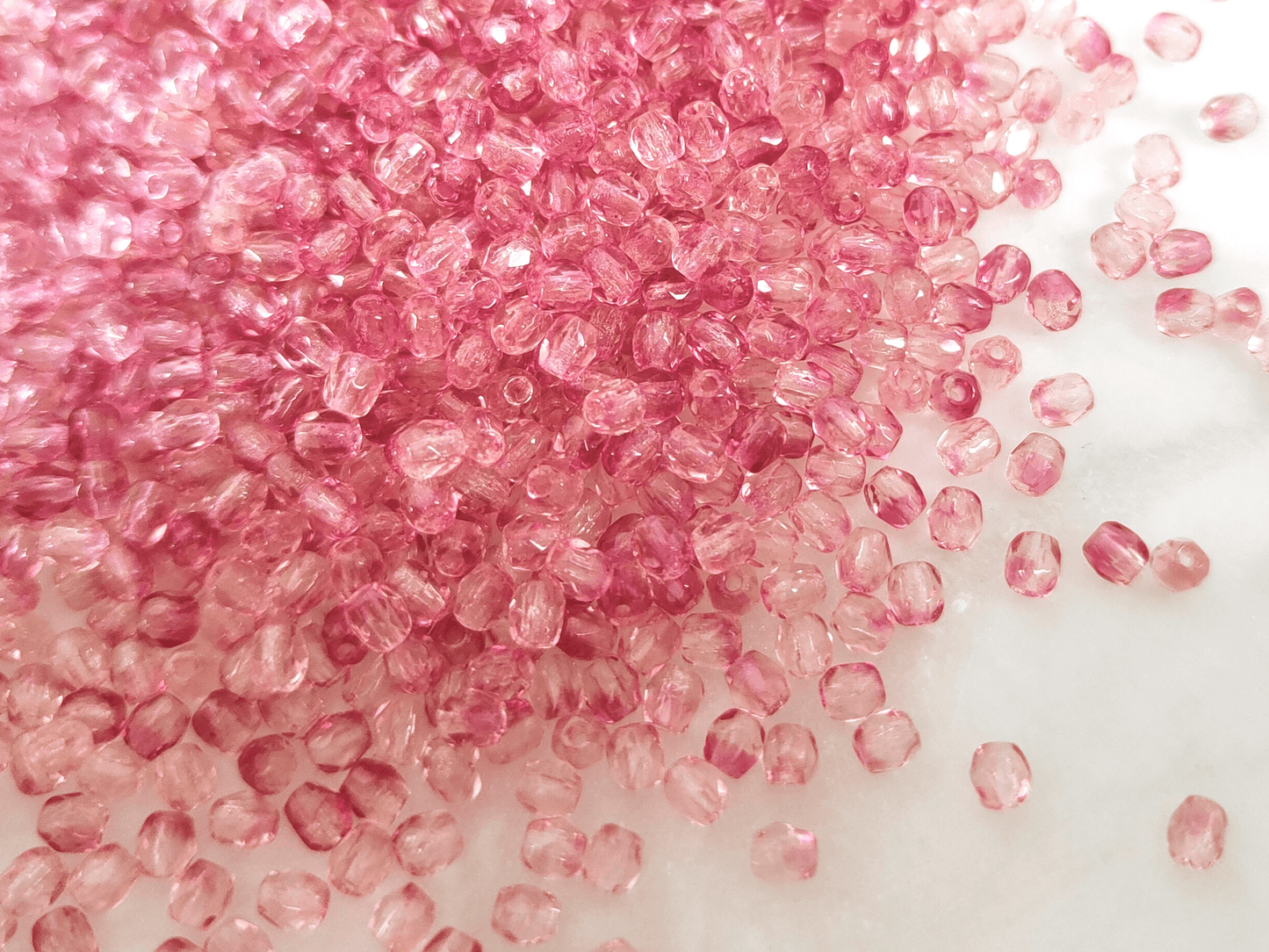 3mm fire-polished beads - light & darker pink