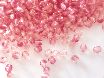 3mm fire-polished beads - light & darker pink