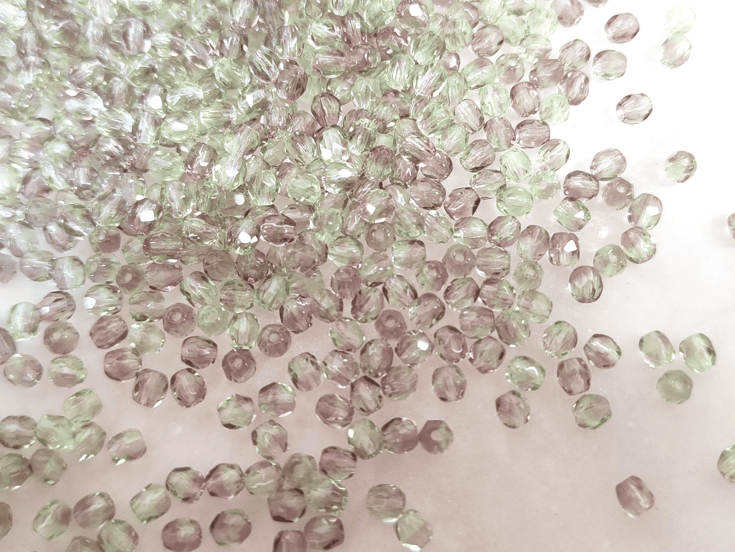 3mm Glasschliffperlen - Pastell Grün & Lila