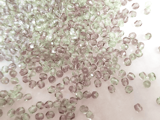 3mm Glasschliffperlen - Pastell Grün & Lila
