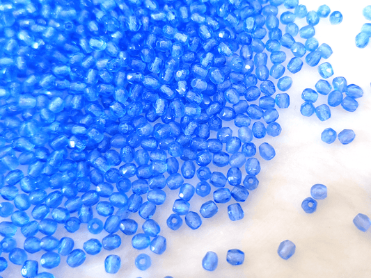 3mm Glasschliffperlen - kaltes Blau