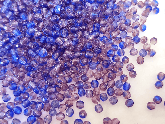 3mm Glasschliffperlen - Blau & Lila