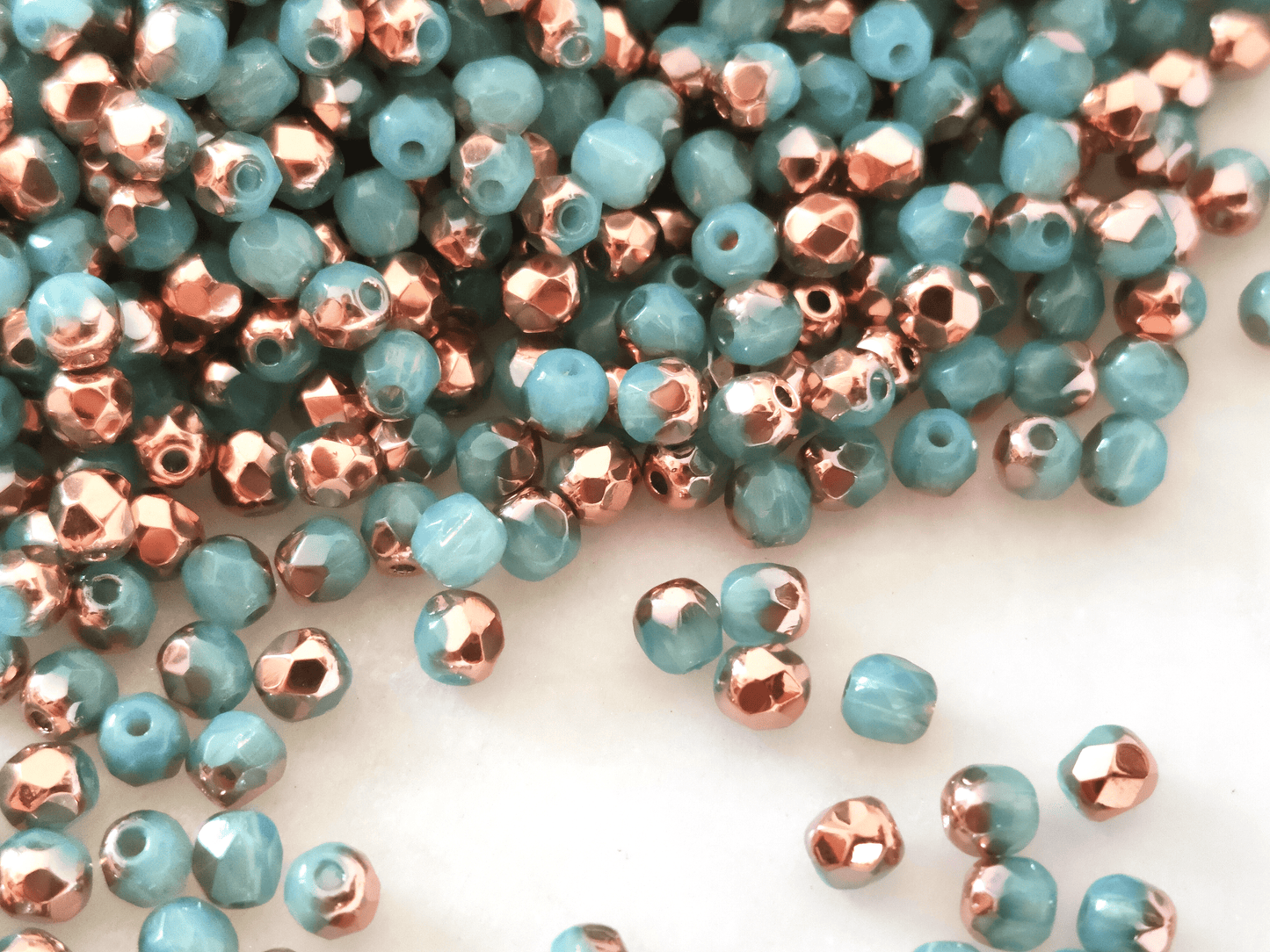 3mm fire-polished beads -  turquoise & copper