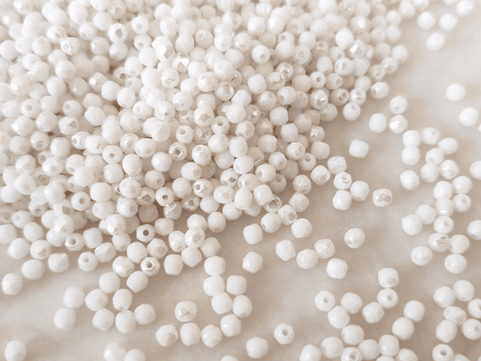 3mm fire-polished beads - white iris