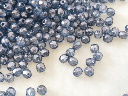 3mm fire-polished beads - denim blue