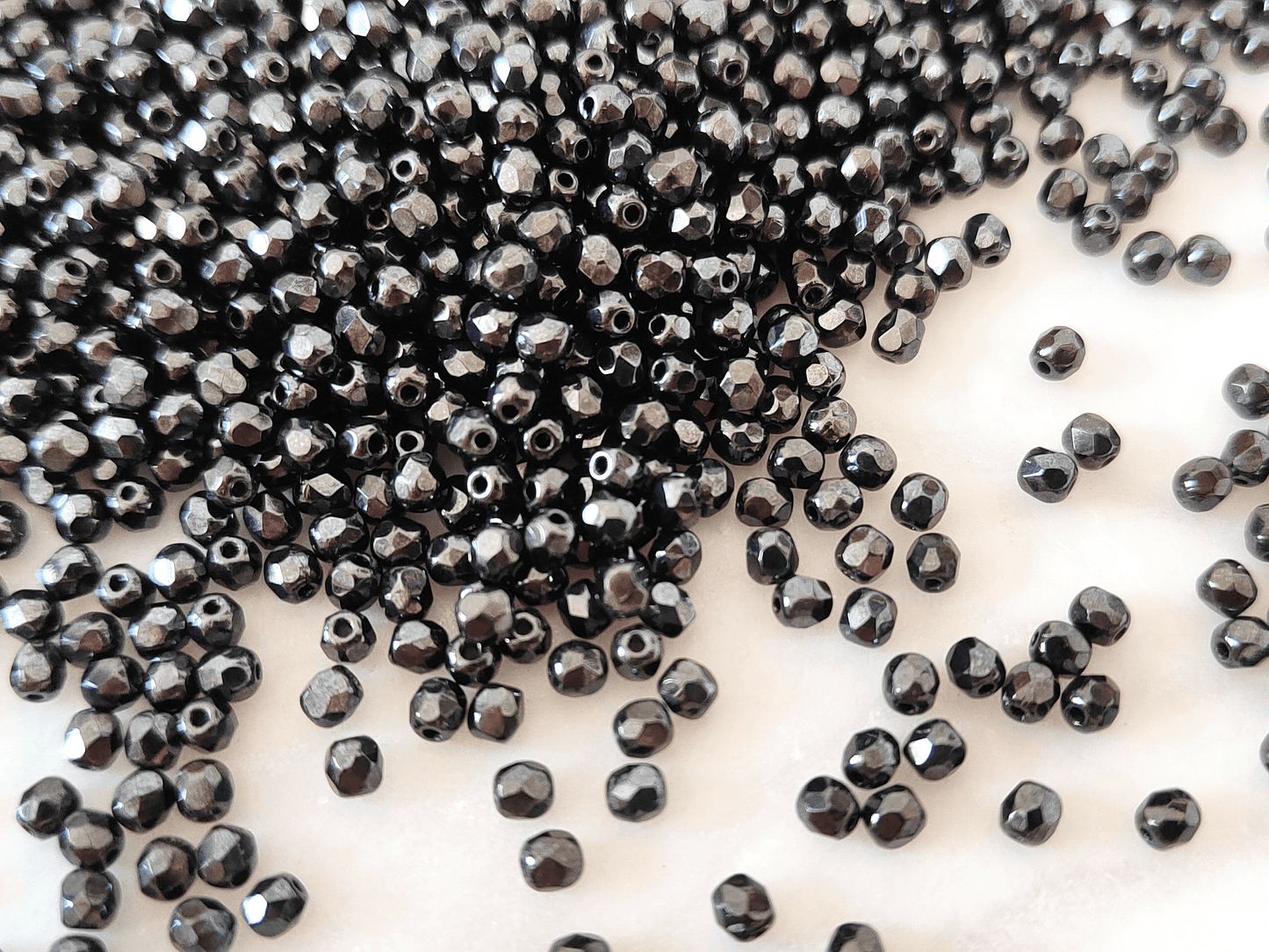 3mm fire-polished beads - opaque black