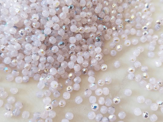 3mm fire-polished beads - pastel purple iris