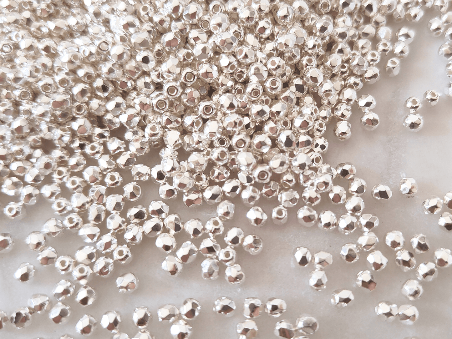 3mm fire-polished beads -  metallic silver