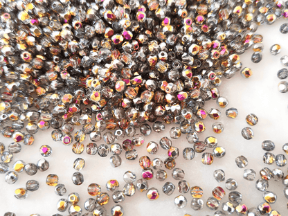 3mm Glasschliffperlen - Gunmetal & Marea