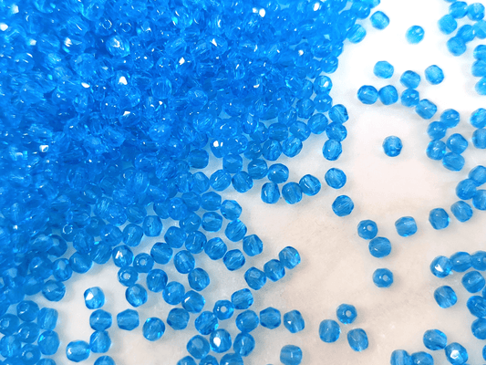 3mm Glasschliffperlen - kräftiges Blau