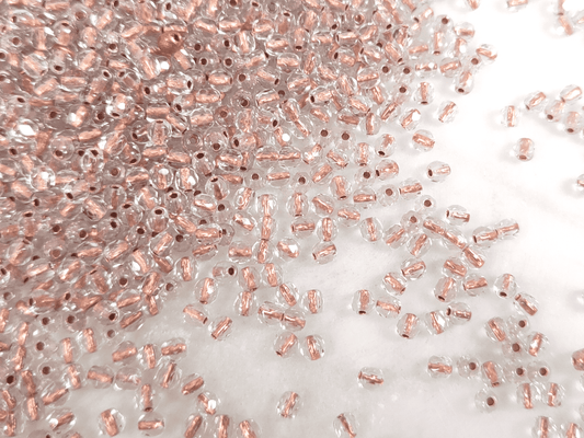 3mm fire-polished beads - colorless & copper