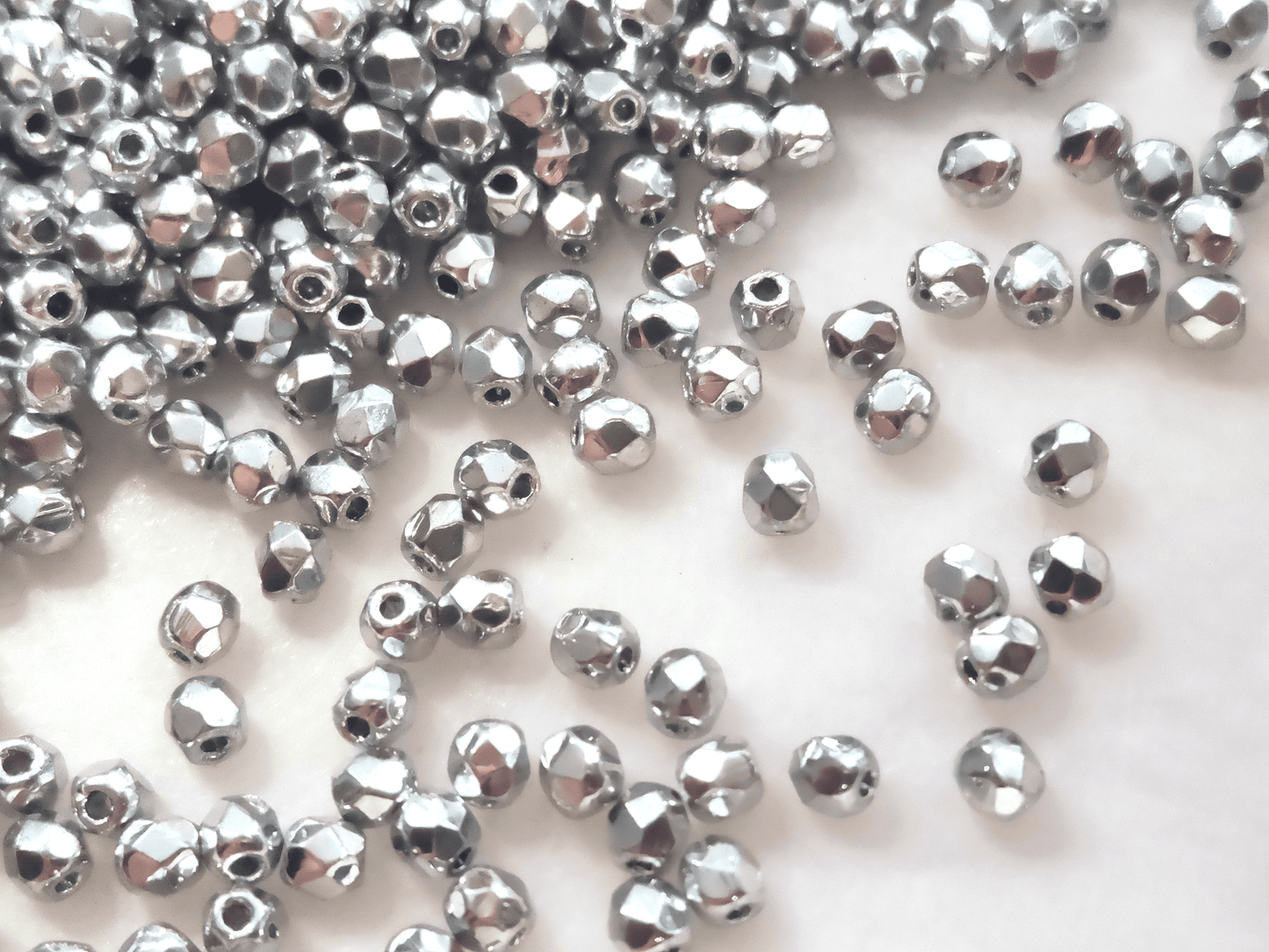 3mm fire-polished beads -  dark silver