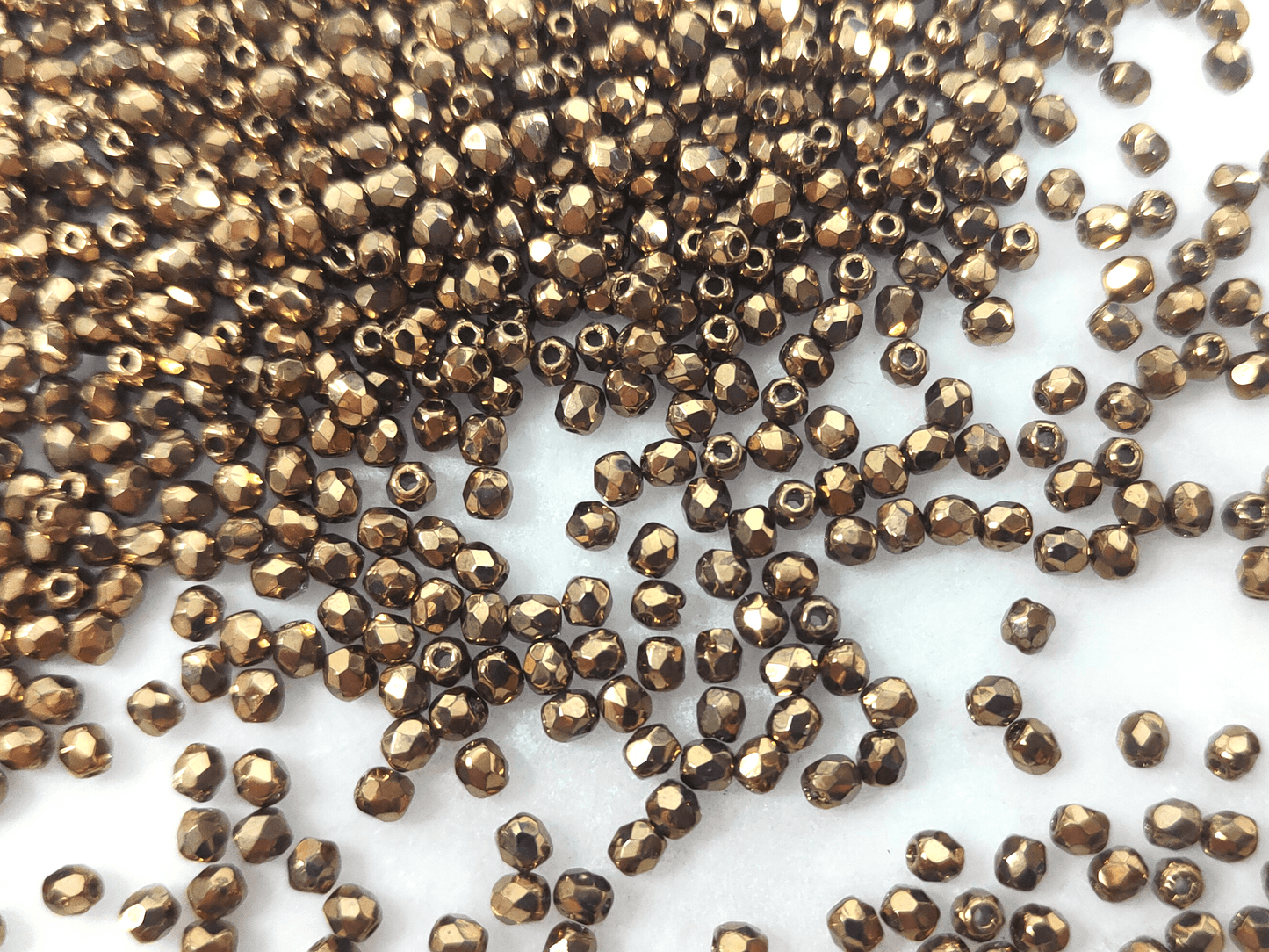 3mm fire-polished beads -  shiny bronze