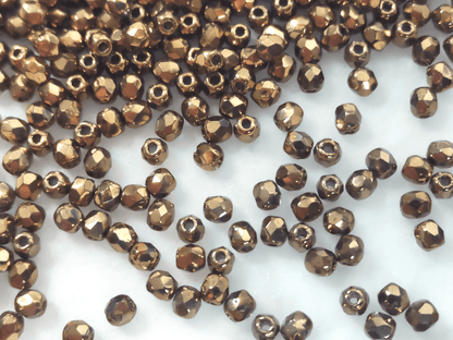 3mm fire-polished beads -  shiny bronze