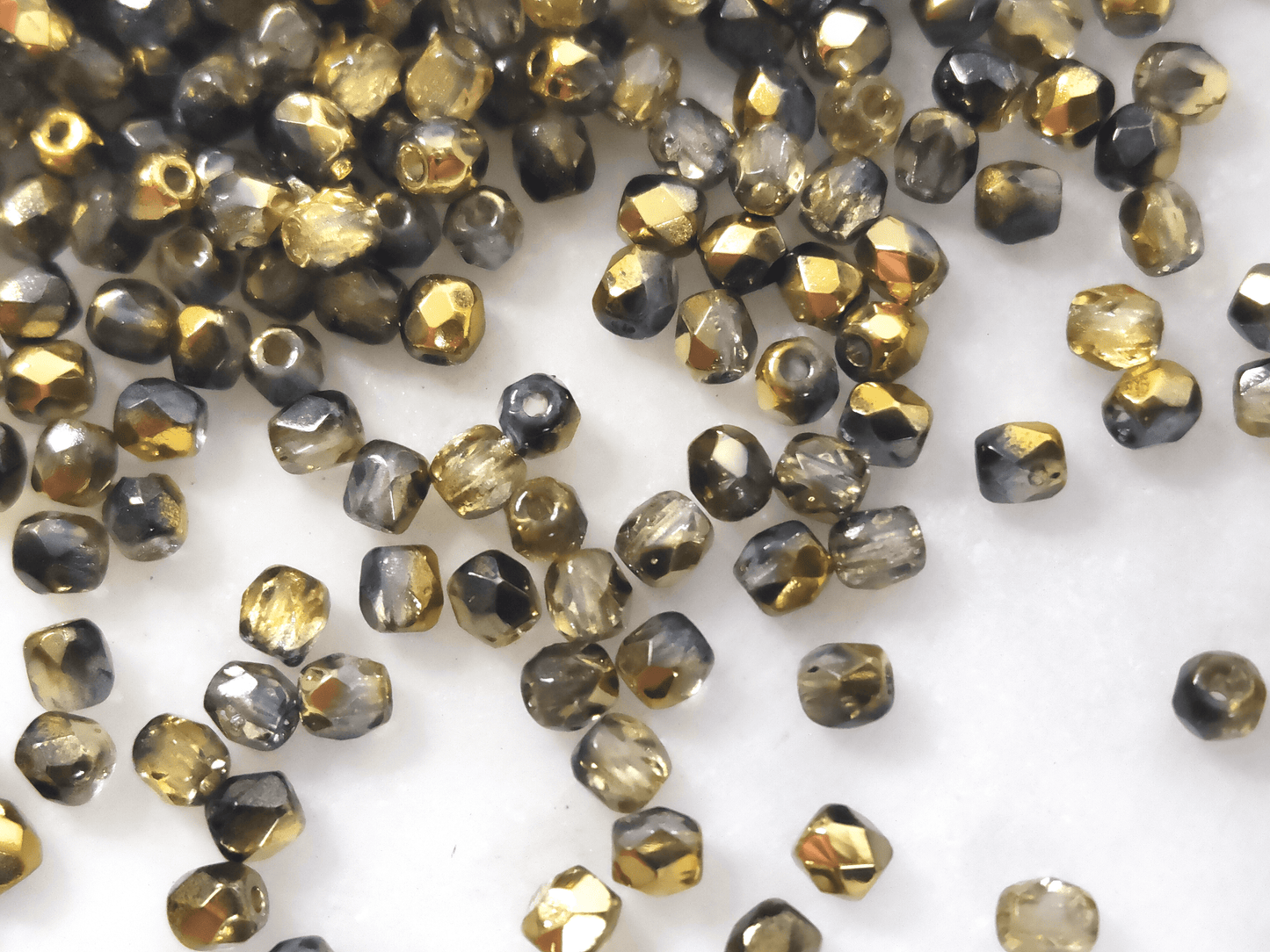 3mm Glasschliffperlen - Schwarz & metallisch Gelb
