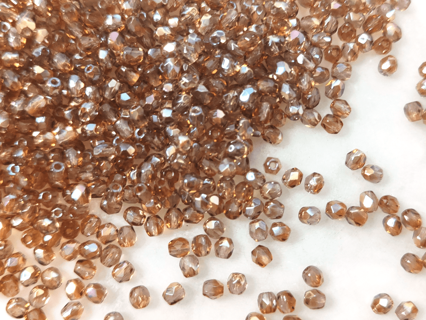 3mm fire-polished beads - warm brown luster