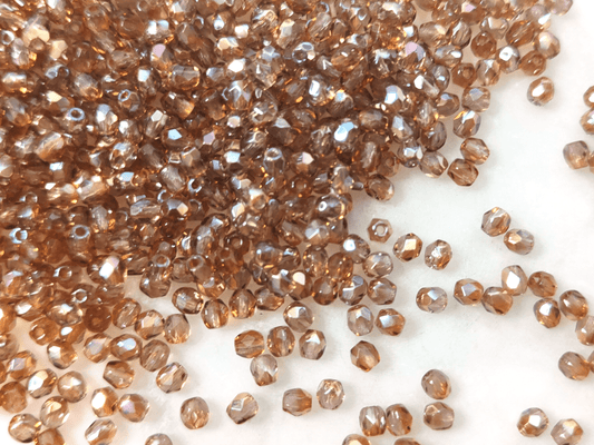 3mm Glasschliffperlen - warmes Braun Luster