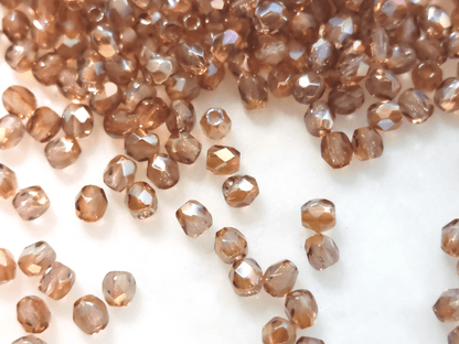 3mm fire-polished beads - warm brown luster