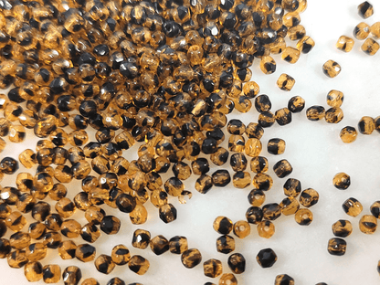 3mm fire-polished beads - warm brown & black