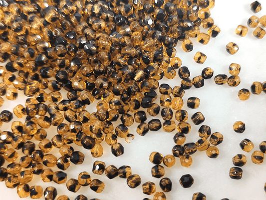 3mm Glasschliffperlen - warmes Braun & Schwarz