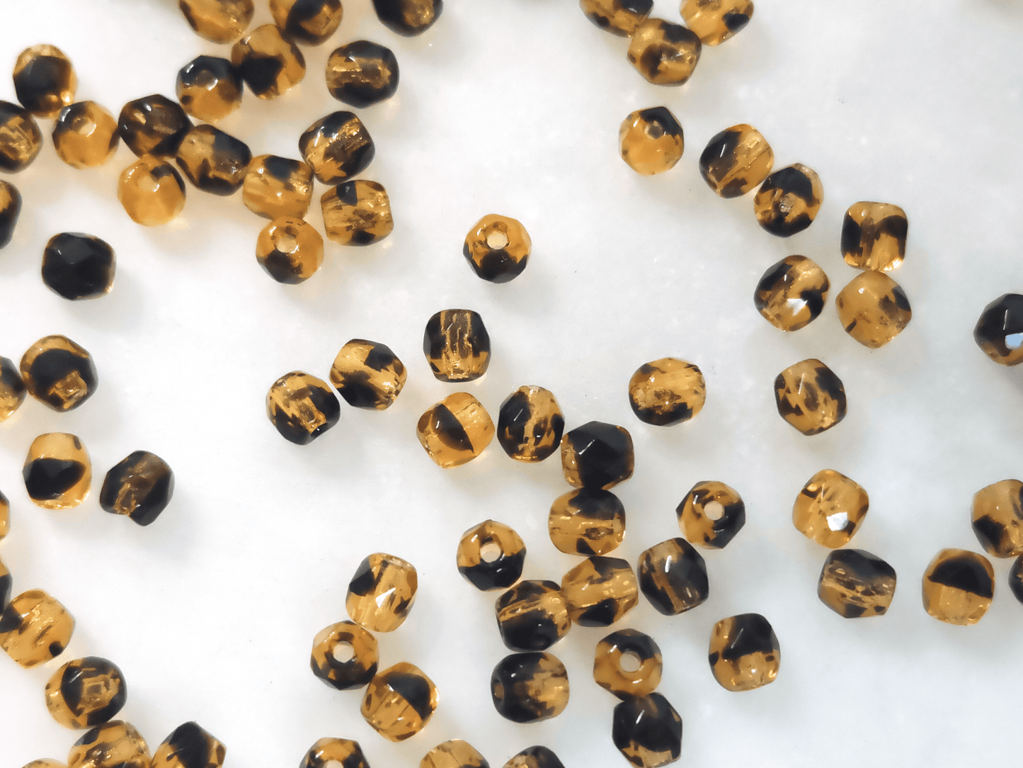 3mm fire-polished beads - warm brown & black