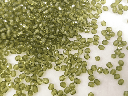 3mm Glasschliffperlen - Olivgrün