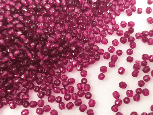 3mm fire-polished beads - deep pink