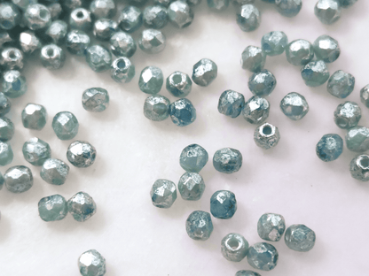3mm fire-polished beads - light blue & silver
