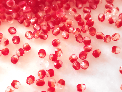 3mm Glasschliffperlen - Farblos & Rot