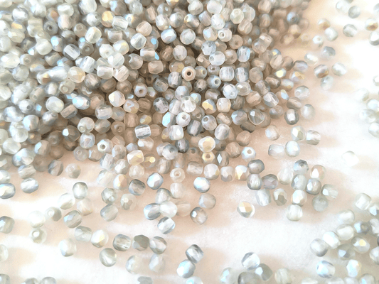 3mm fire-polished beads -  matt grey iris